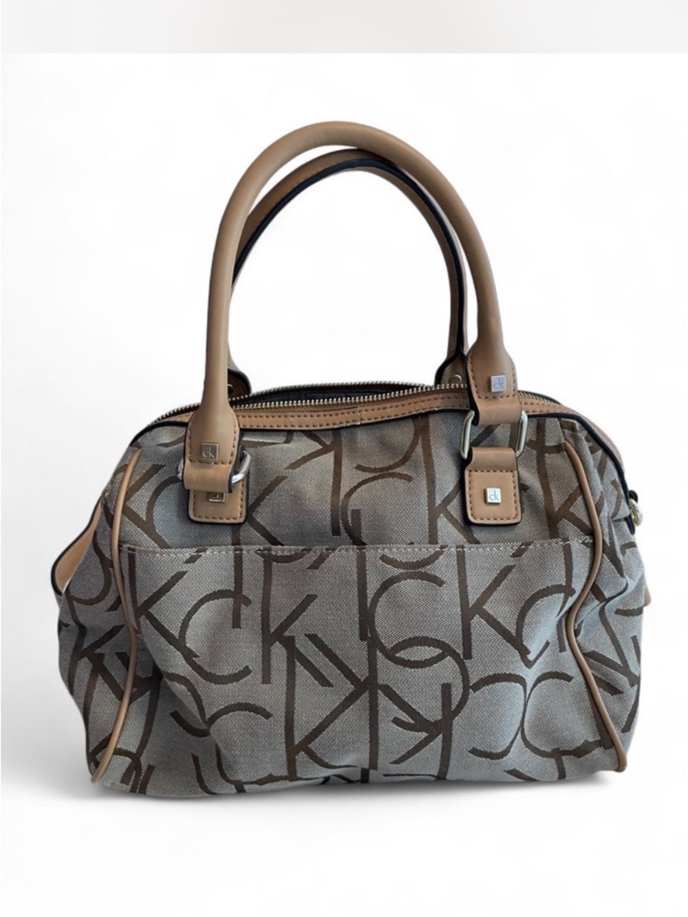 Calvin Klein Gray and Brown Monogram Tote